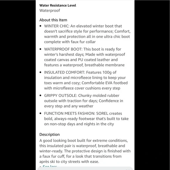 SOREL TOFFINO II Waterproof Quilted Faux Fur Cuffs Lace Up Winter Snow Boots 9.5 - Picture 4 of 16